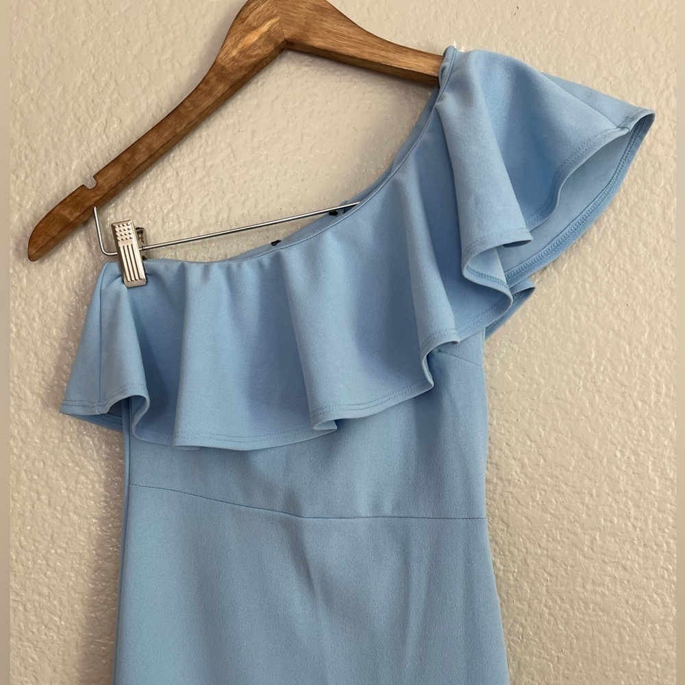Last Forever Powder Blue One-Shoulder Ruffle Maxi Dress - Picture 4 of 8